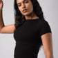 Short Sleeve Round Neck Crop Top with in built bra padding 