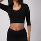 Long Sleeve Scoop Round Neck Crop top with in built bra padding