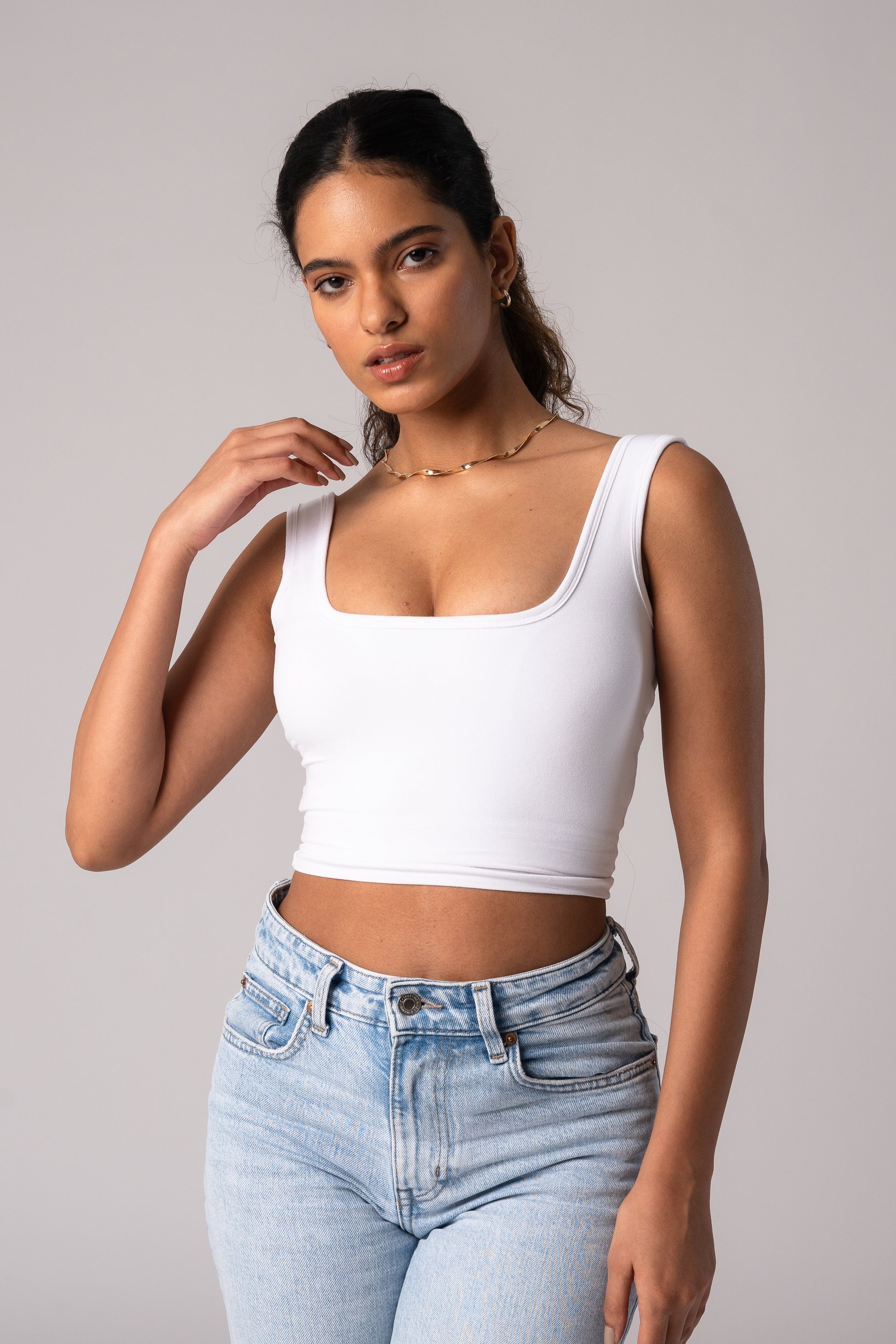 Sleeveless Tank Crop Top with in built bra padding 