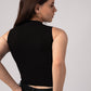 Sleeveless High Neck Crop Top with in built bra padding 