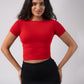 Short Sleeve Round Neck Crop Top with in built bra padding 