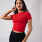 Short Sleeve Round Neck Crop Top with in built bra padding 