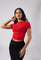 Short Sleeve Round Neck Crop Top with in built bra padding 