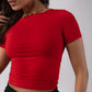 Short Sleeve Round Neck Crop Top with in built bra padding 