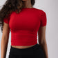 Short Sleeve Round Neck Crop Top with in built bra padding 