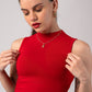 Sleeveless High Neck Crop Top with in built bra padding 