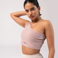 Sleeveless One Shoulder Crop Top Activewear with in built bra padding